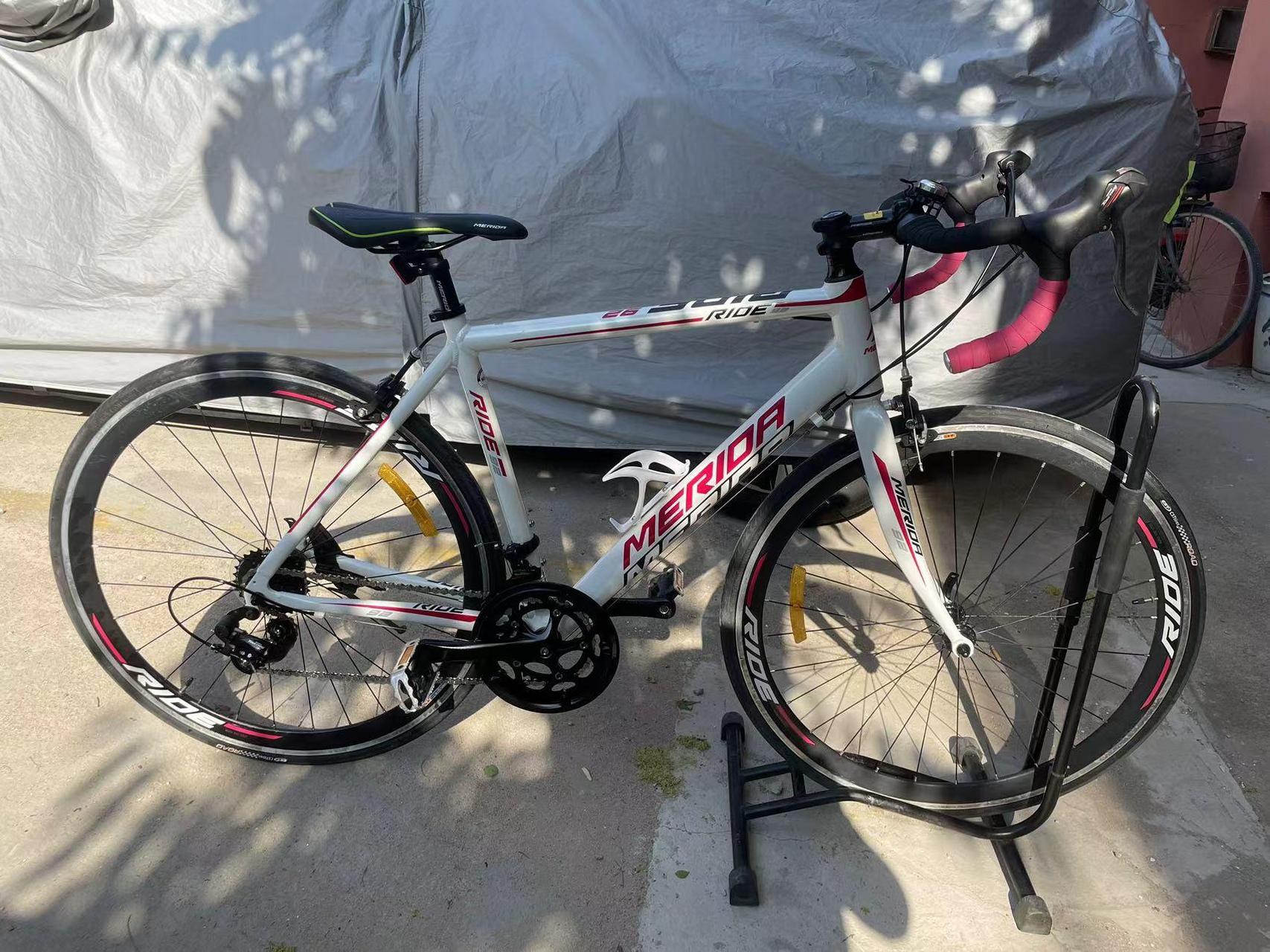 美利达ride92弯把公路车,前二后七14速禧玛诺手变变速,铝合金 50码