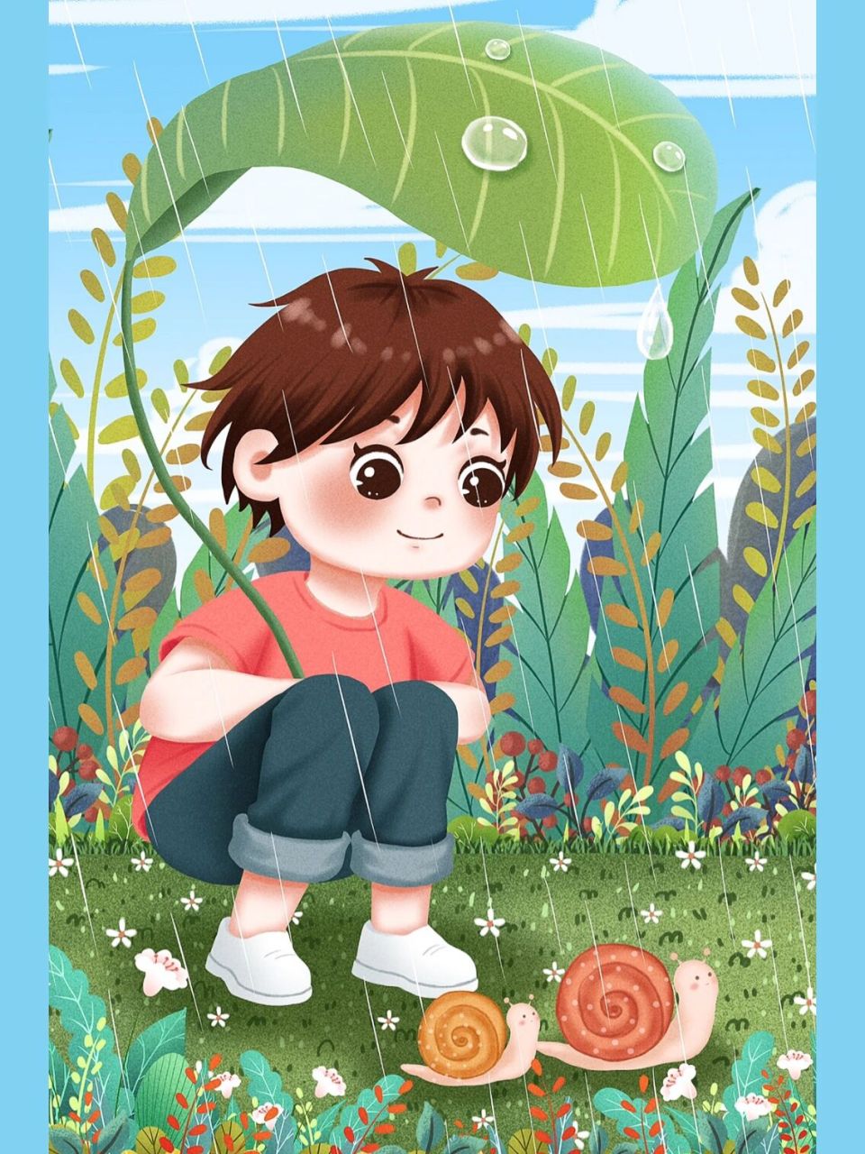 插画|酷热的夏天就来自然界中纳凉吃西瓜 又是周末好时光 寻一僻静的