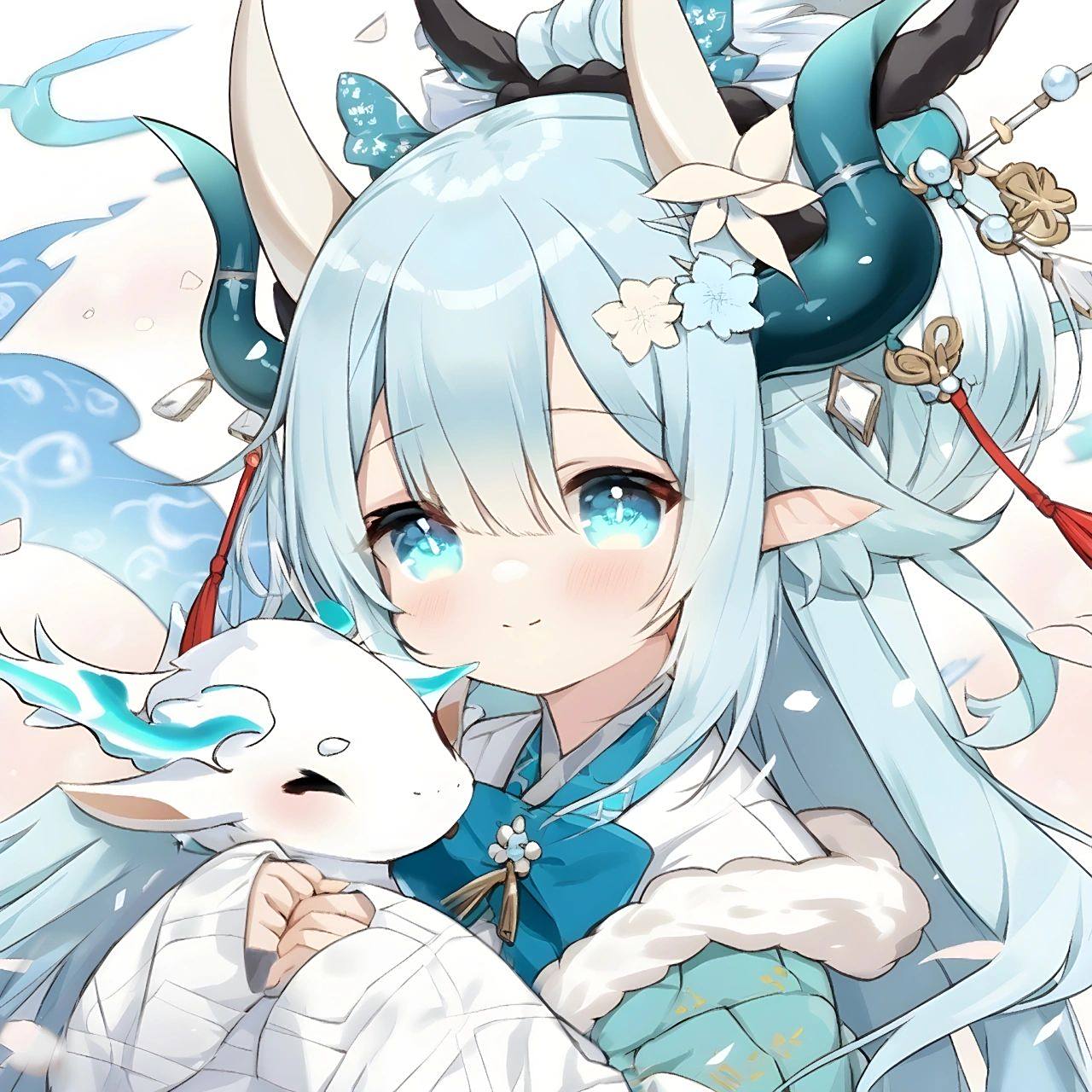 23 生肖可爱头像-龙 水蓝色头发的龙娘