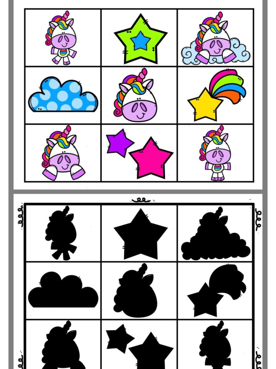 独角兽的影子找一找 影子配对,独角兽的影子找一找#幼儿园益智区可