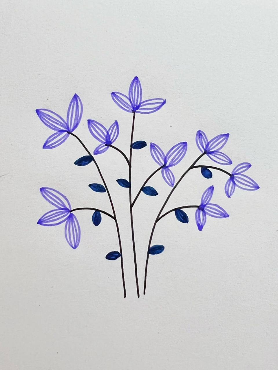 简笔画 紫色小花
