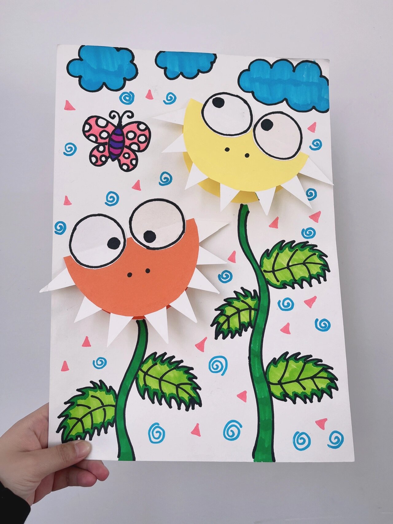 儿童画/《食人花》 暑期美术班备课～手工拼贴作品