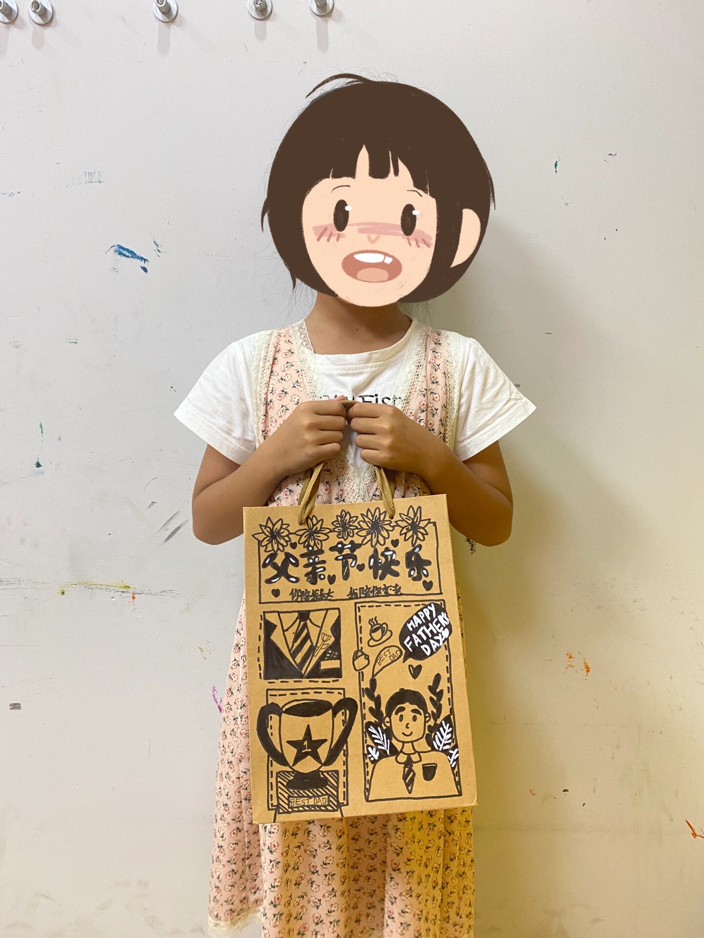 父亲节主题绘画手绘袋子 适龄一年级以上