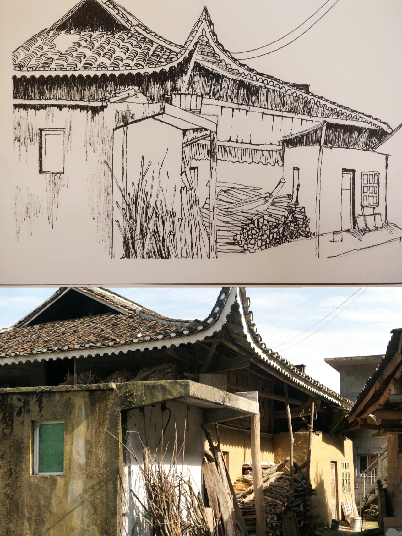 风景写生速写 |《老房子