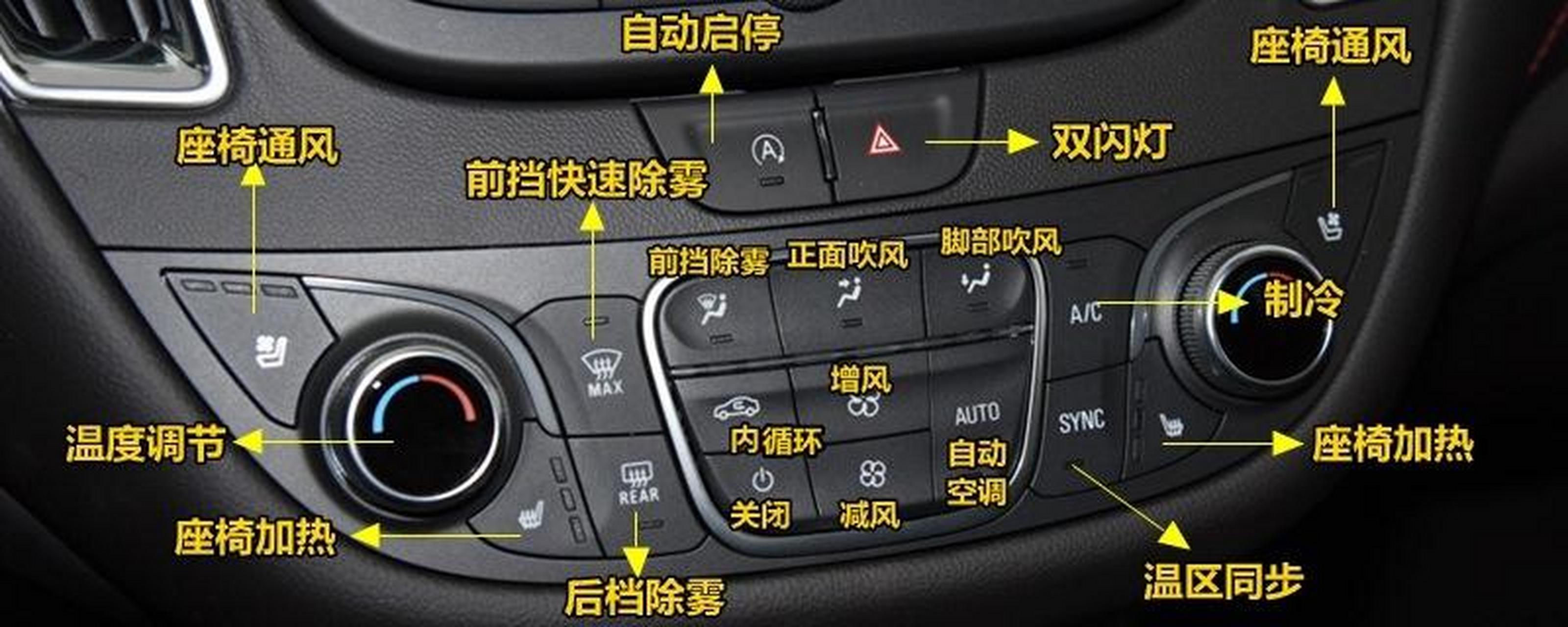雪佛兰迈锐宝xl(16款至今)内饰操作文字图解如下