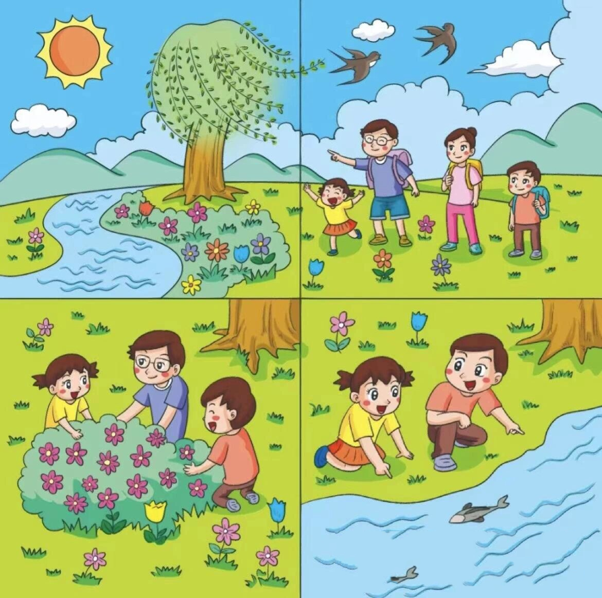 一年级上册看图写话《找春天》