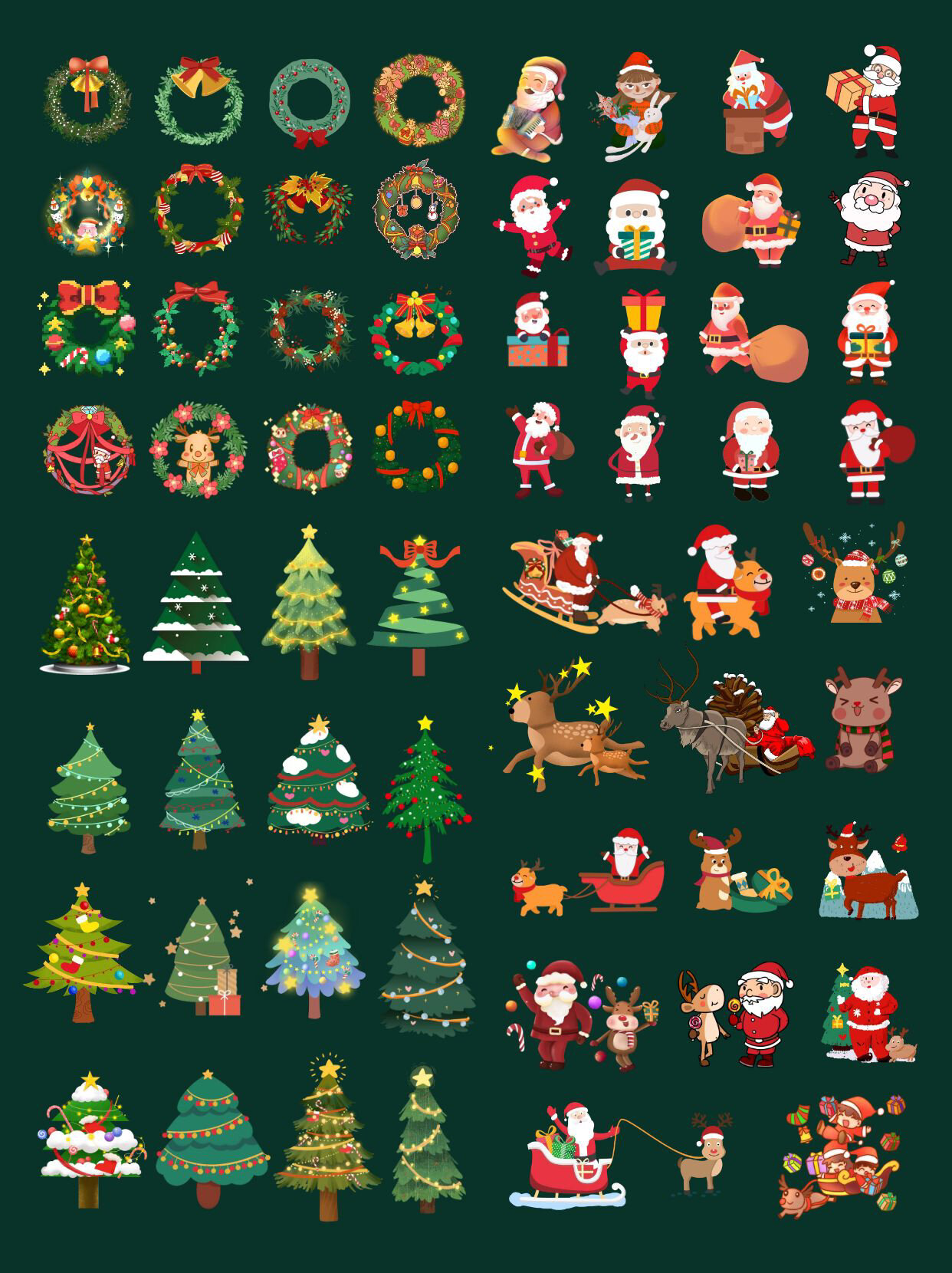 圣诞节树花环麋鹿老人🎄🎅🦌免抠素材 🎄如今已经进入12月