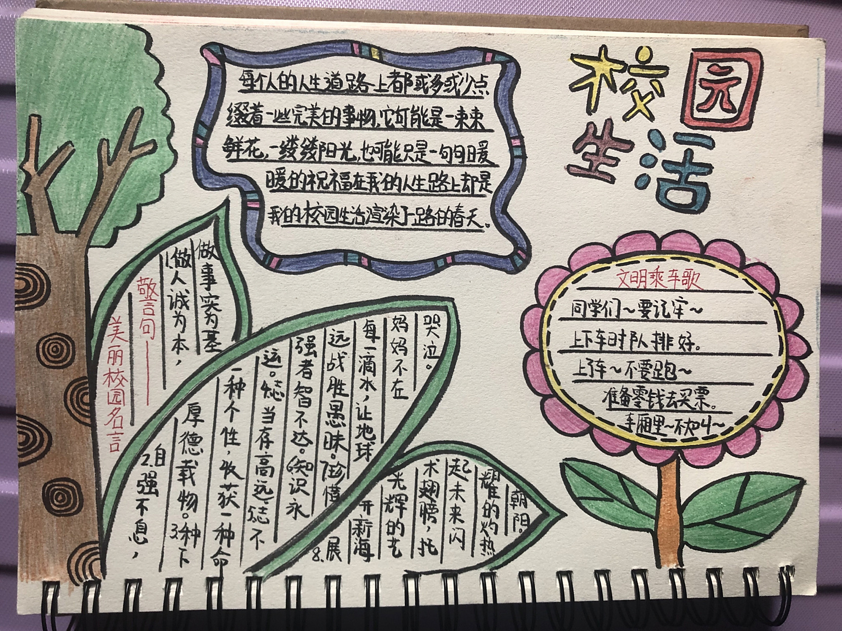 手抄报|校园生活 深秋的黄昏,我漫步在静静的校园,只见花儿凋谢了