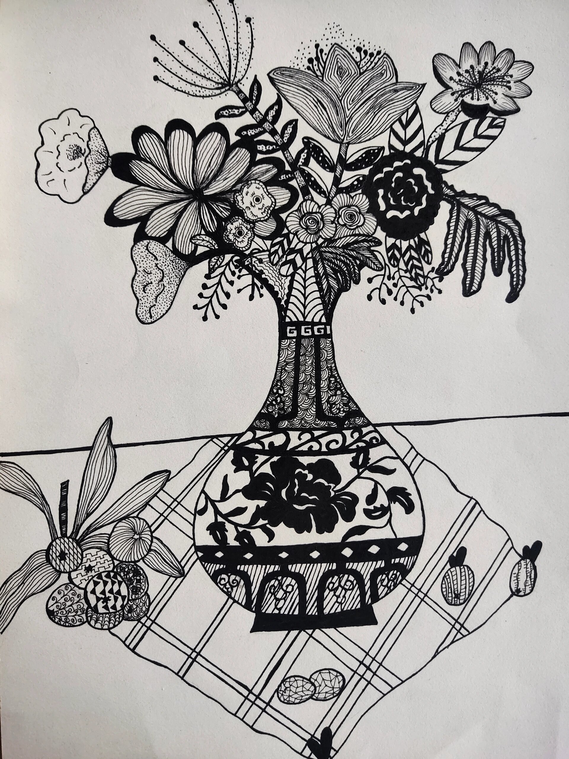 黑白装饰画～花瓶