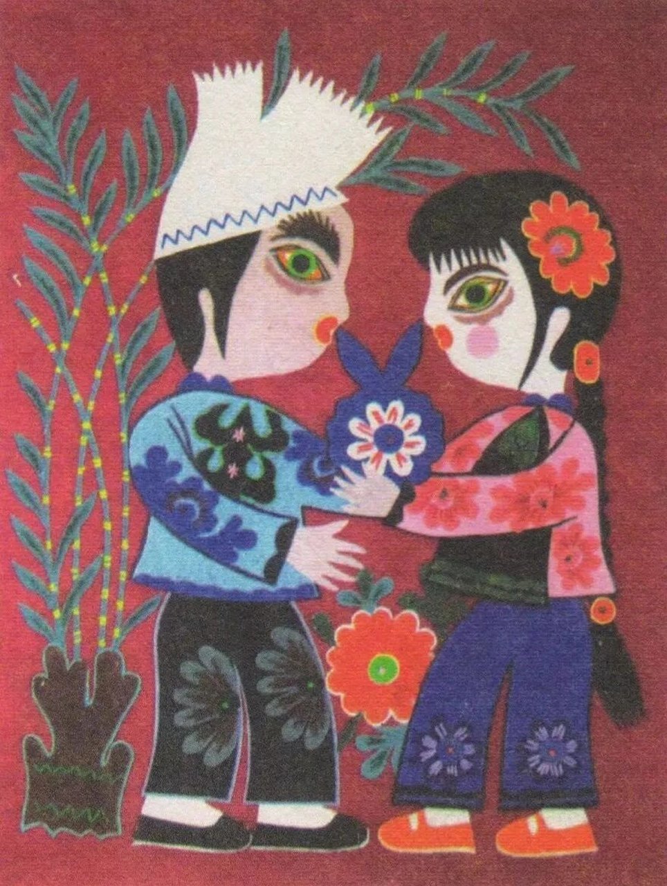 剪纸布堆画～陕北民风 布堆画是中国西部陕北延川地区广大劳动人民在