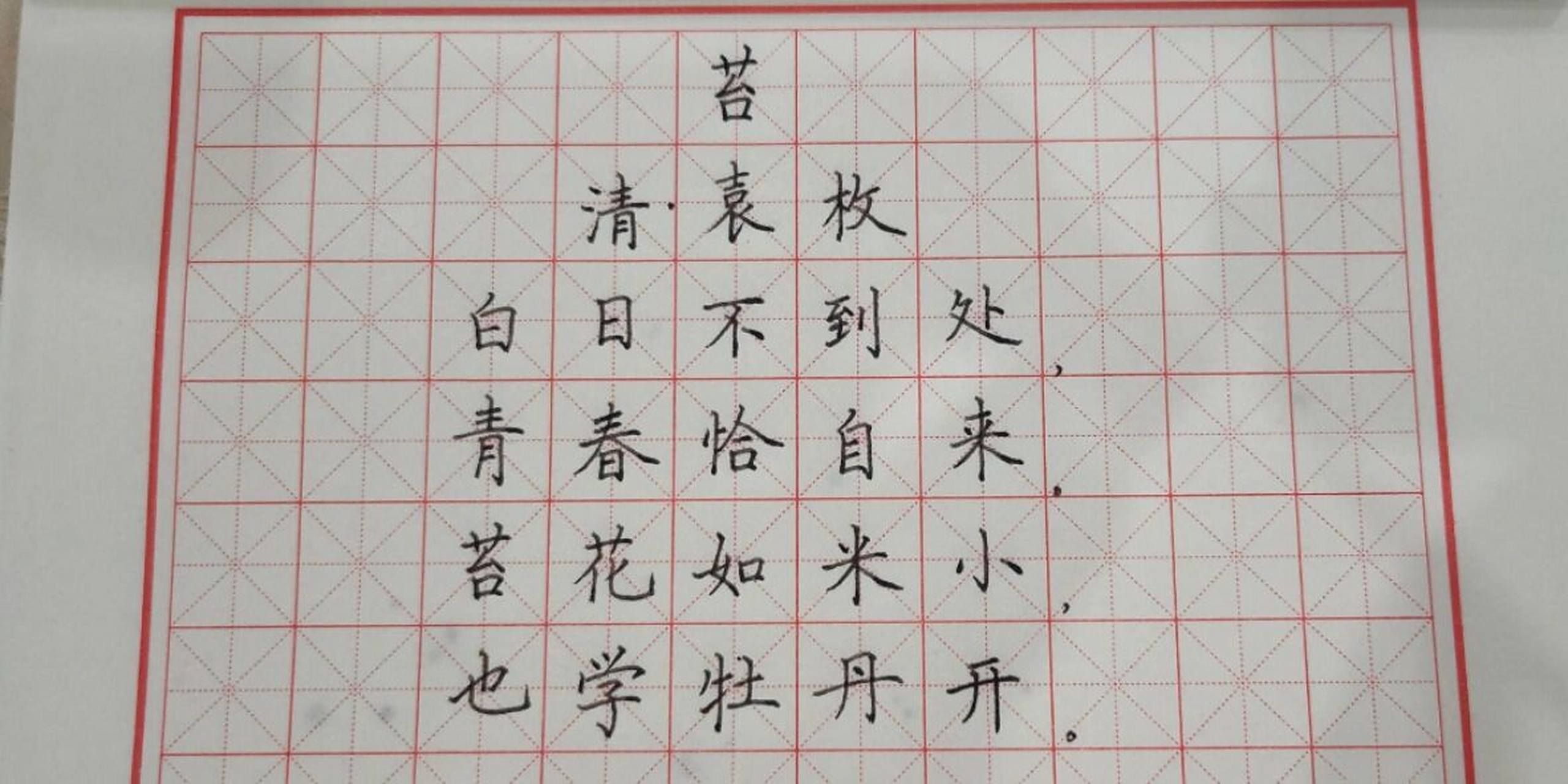 硬笔书法‖小学必学古诗《苔》