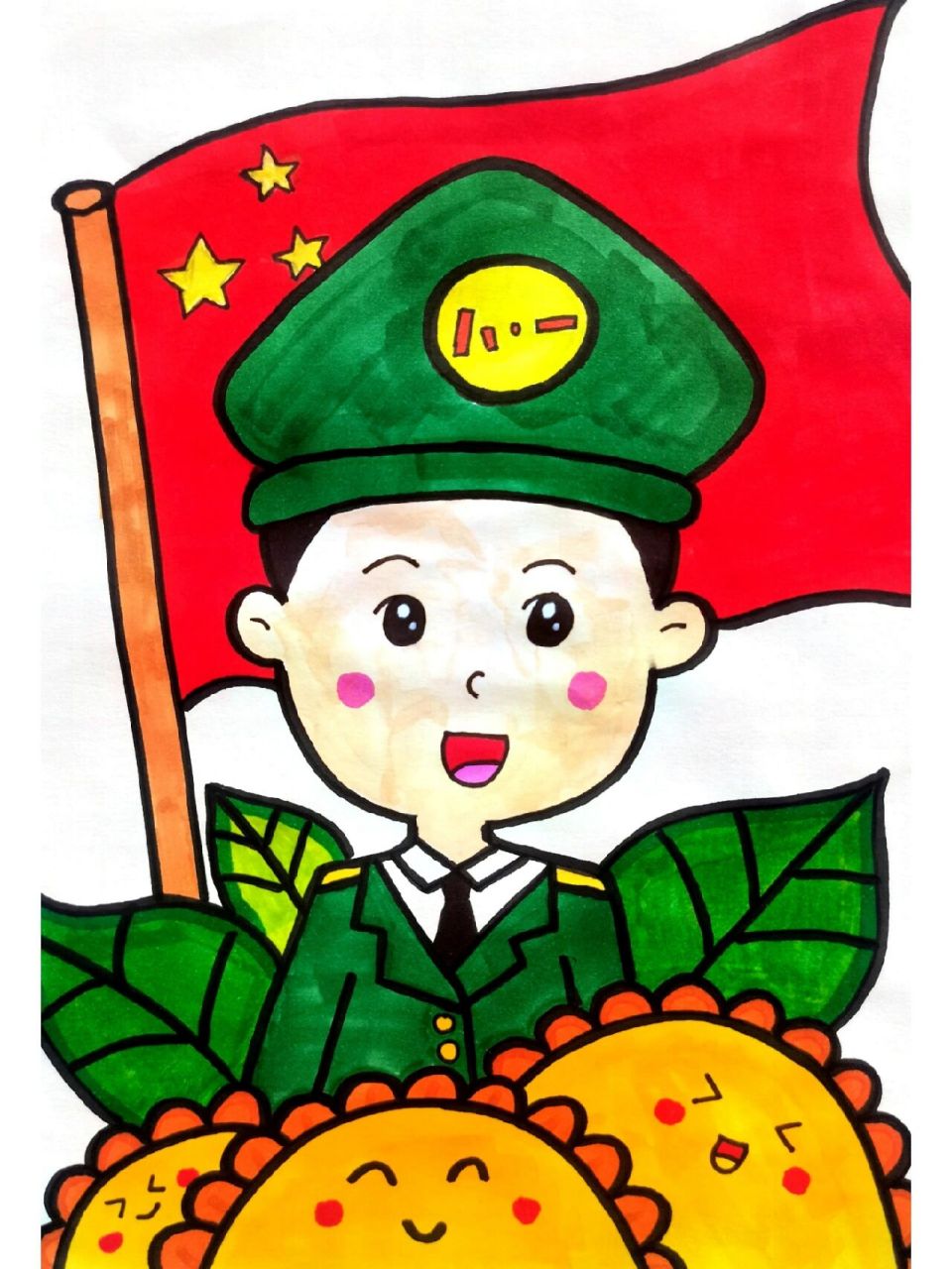 建军节儿童简笔画,祝福祖国繁荣昌盛 建军节儿童简笔画,祝福祖国繁荣