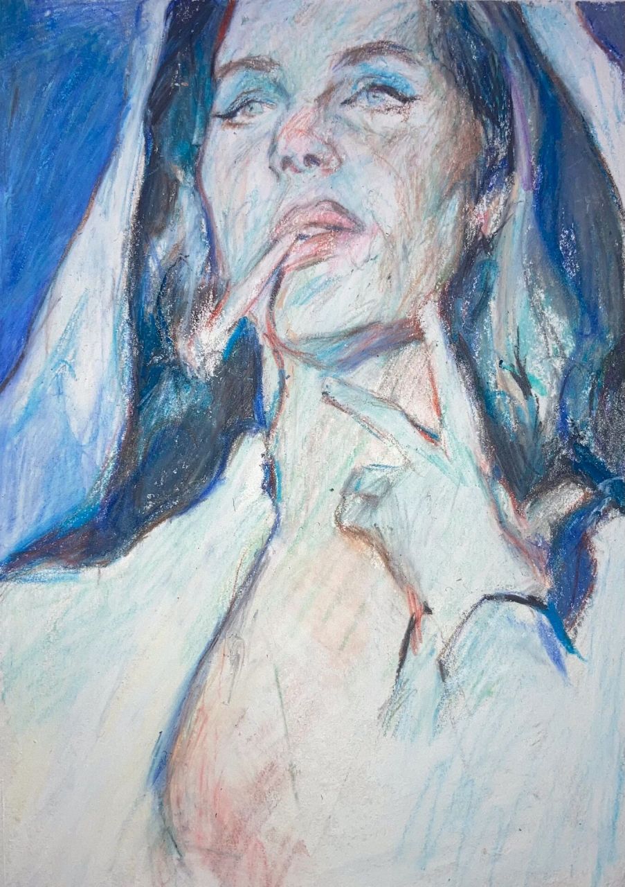 "im a princess,im divisive" lana del rey 	 纸本油画棒/彩铅