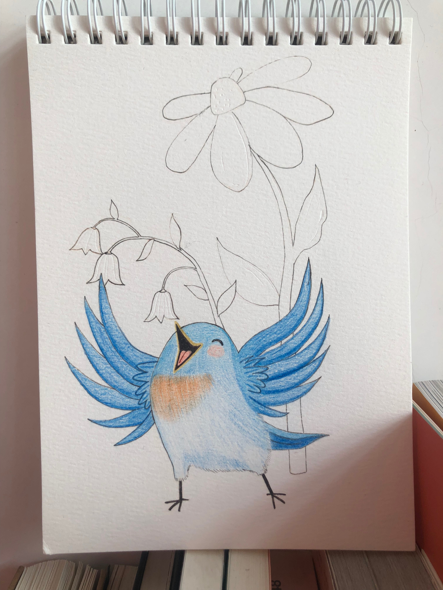 彩铅画|鸟语花香95(附线稿