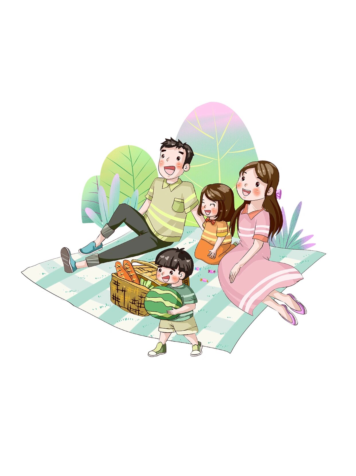 春天卡通春游踏青/露营免扣素材分享