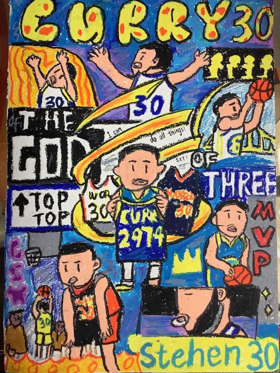 库里!油画棒画  临摹:newmasu