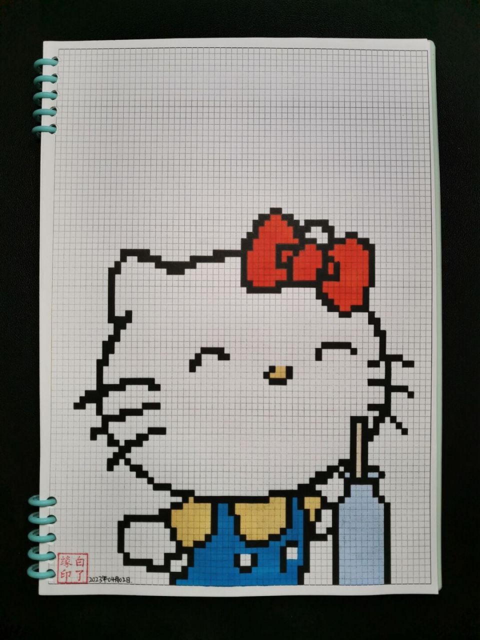 像素画 hello kitty 临摹非原创 a4网格本 3mm格子 71701559