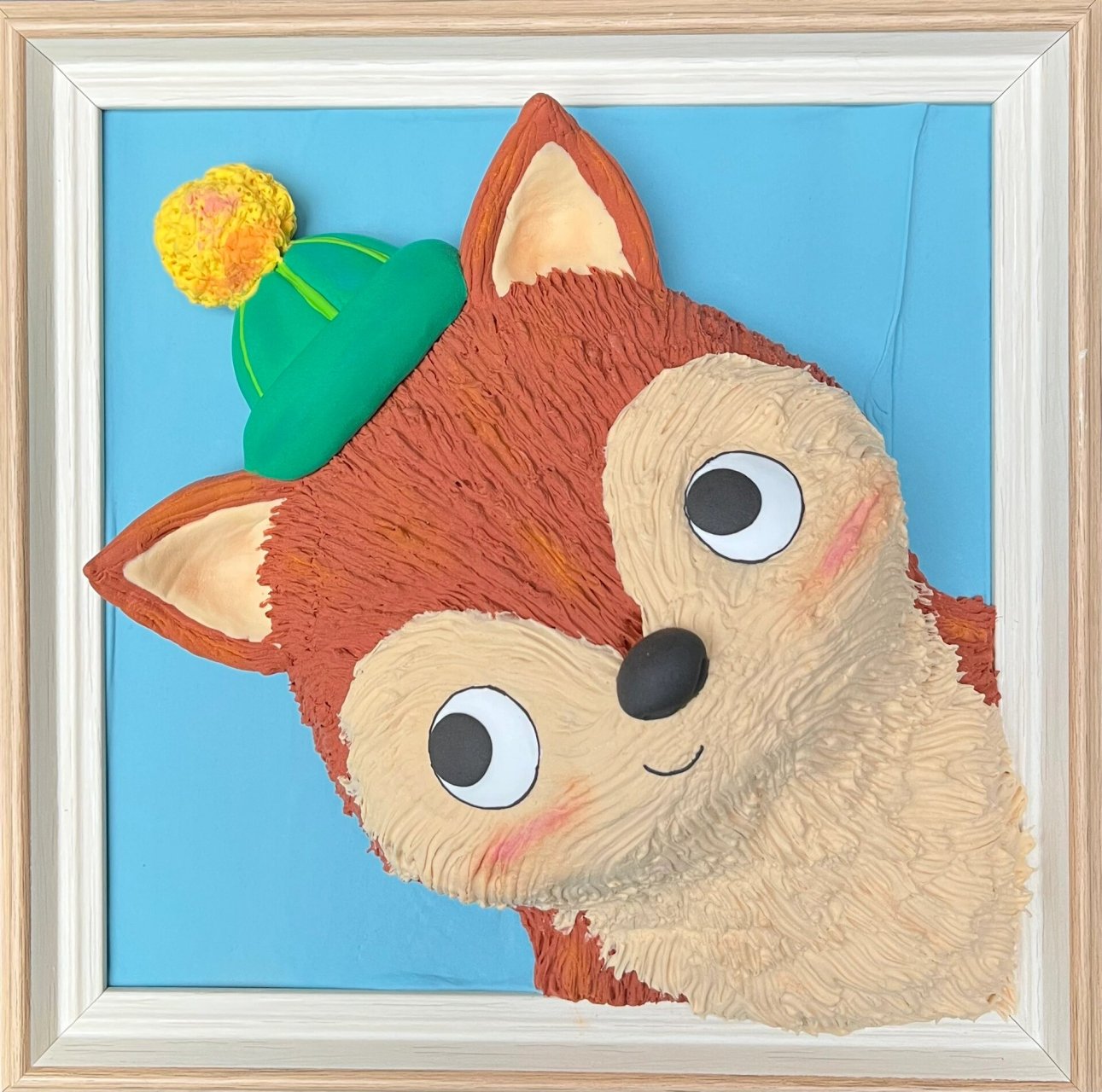 小狐狸02|超轻粘土画附过程 材料:超轻粘土   8寸方形相框 插画师