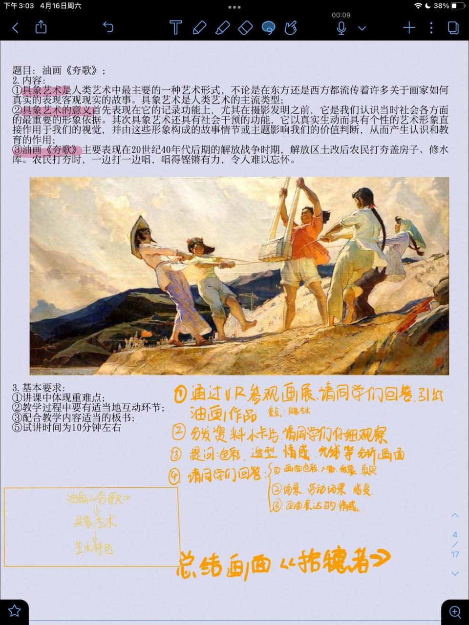 高中美术逐字稿——夯歌 每日分享99 鉴赏篇99～油画《夯歌》