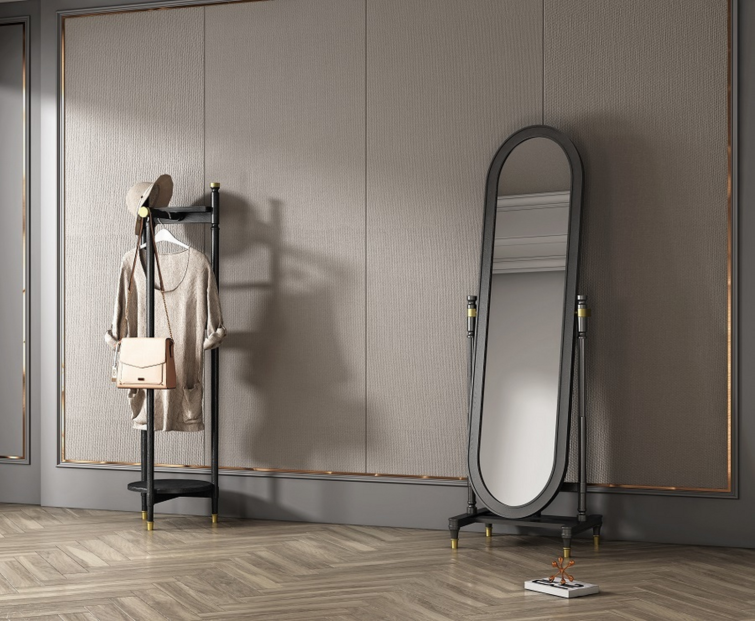 穿衣镜在家居中使用频率最高的地方就是进门处,需要注意的是穿衣镜最