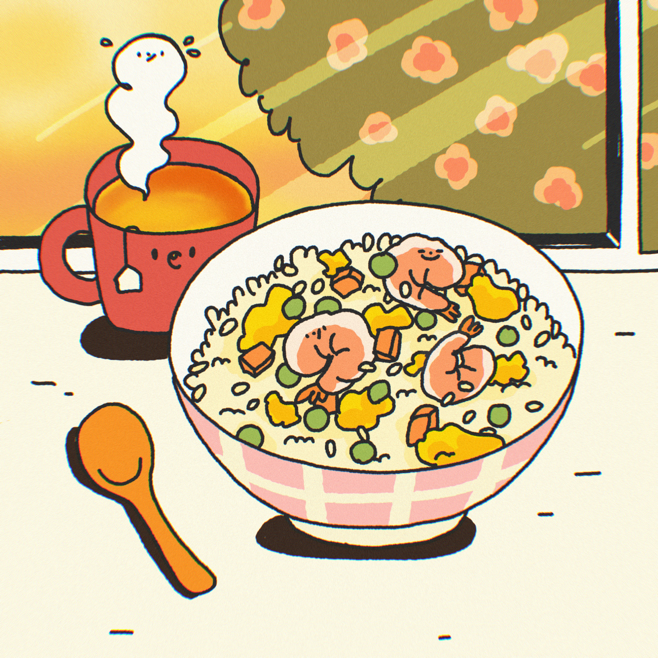 蛋炒饭卡通画法图片