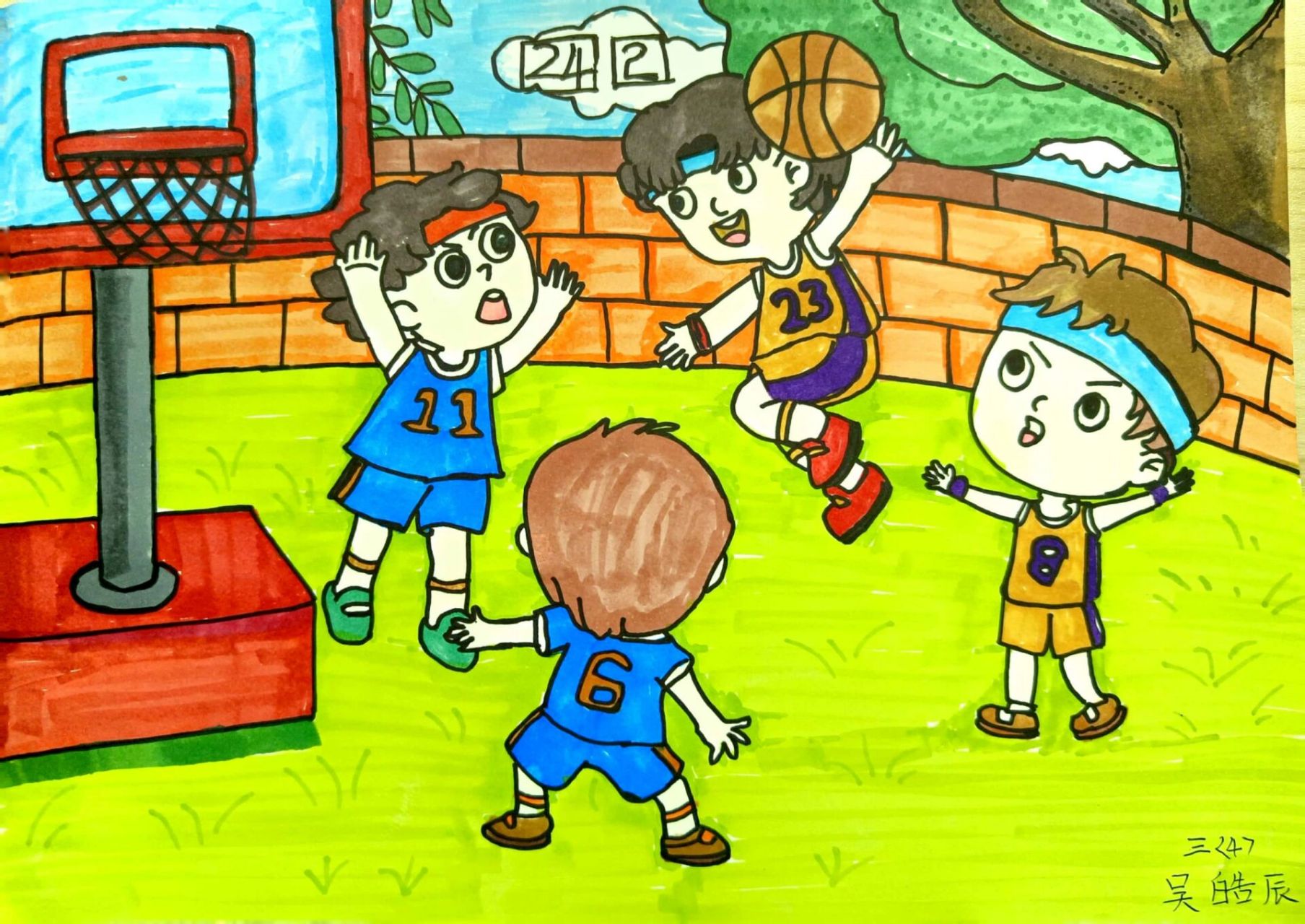 小学篮球手抄报 学校组织篮球比赛,鼓励孩子自制手抄报!