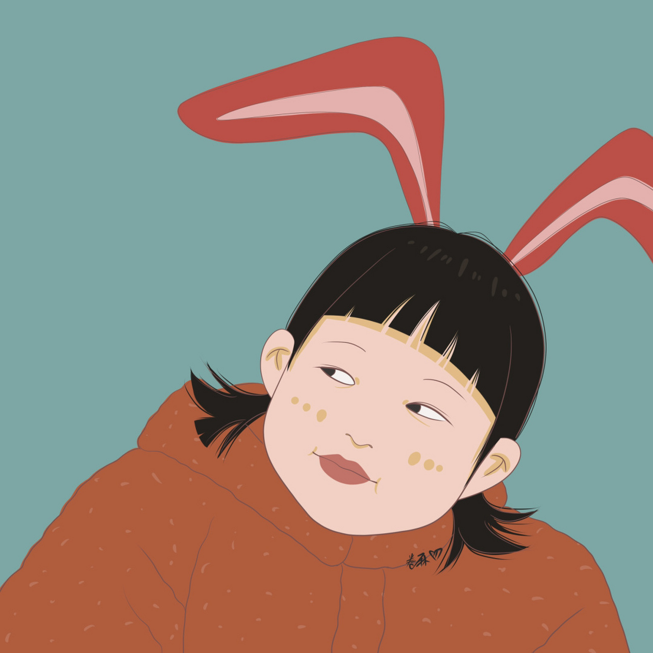 插画 | 头像 | 兔年来个兔耳朵的小女孩头像 图片92二改92商用