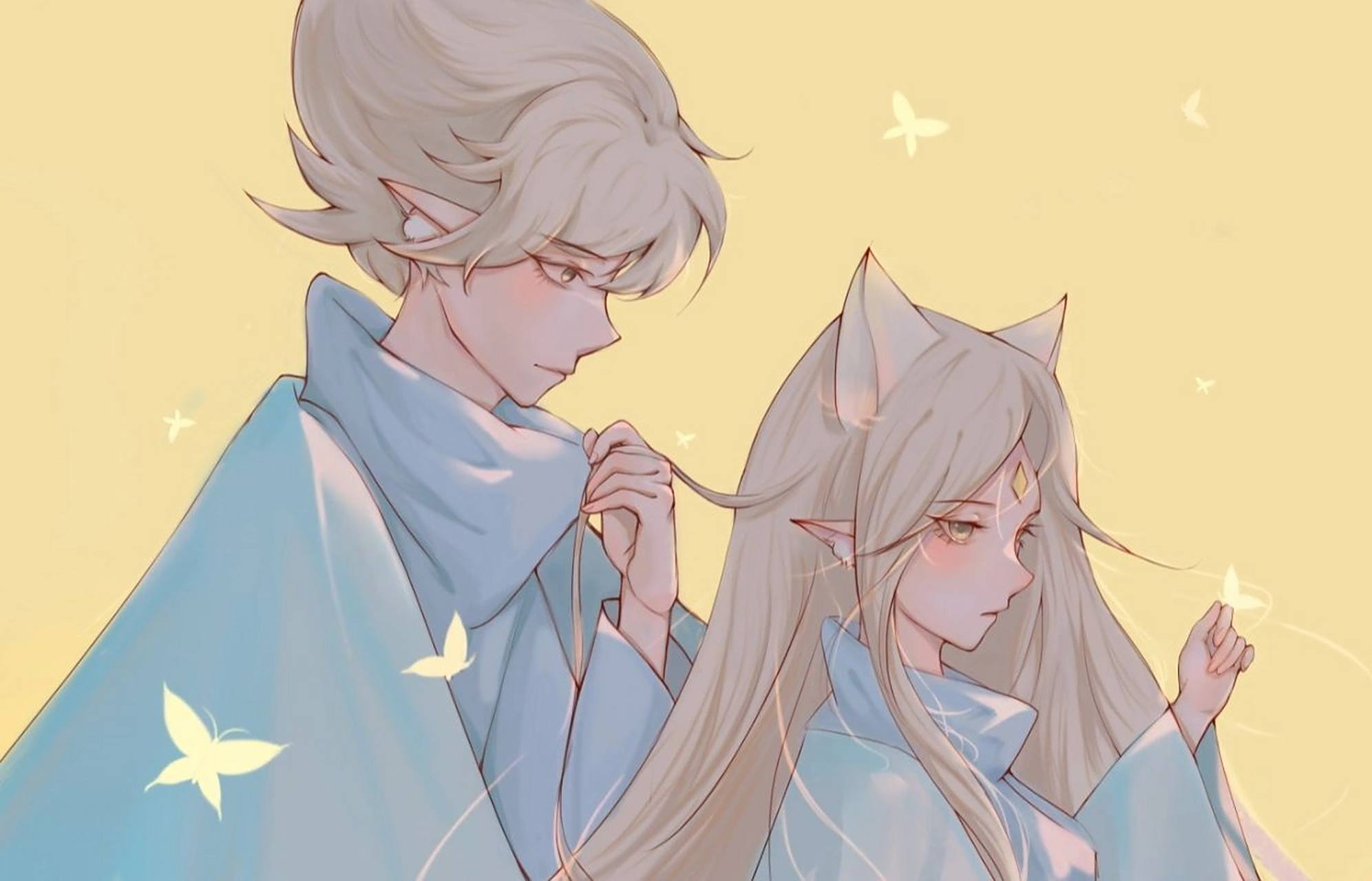 光遇情头壁纸 | 雨妈&卡卡(内有全图) 上完色啦～大家可以抱走啦 不是