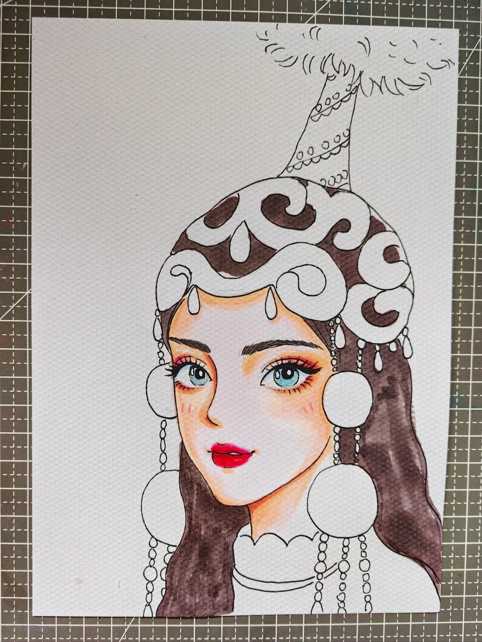 哈萨克族人物绘画