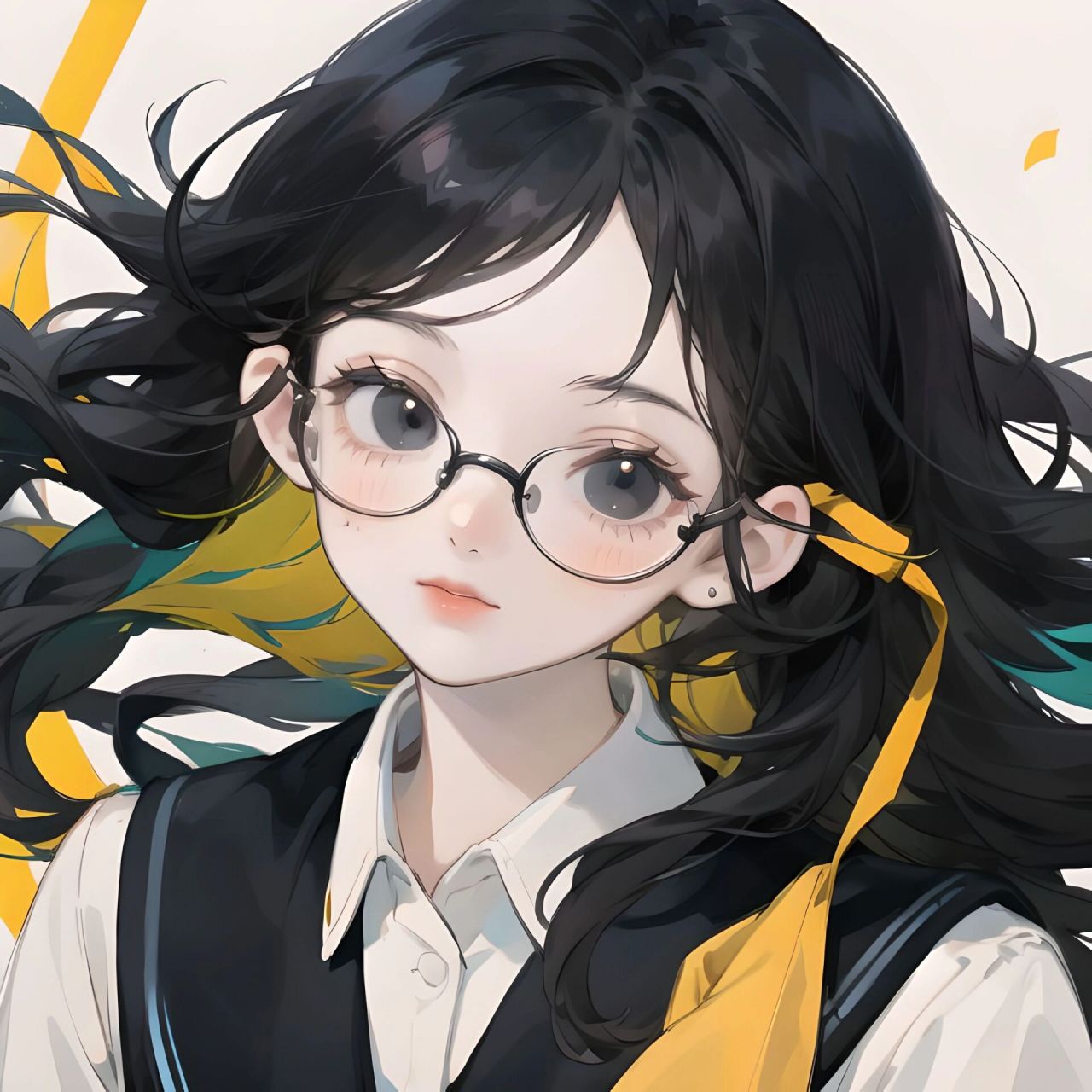 眼镜61女生头像～ 美女贴贴～学生气息扑面而来,眼镜控这谁顶得住呀