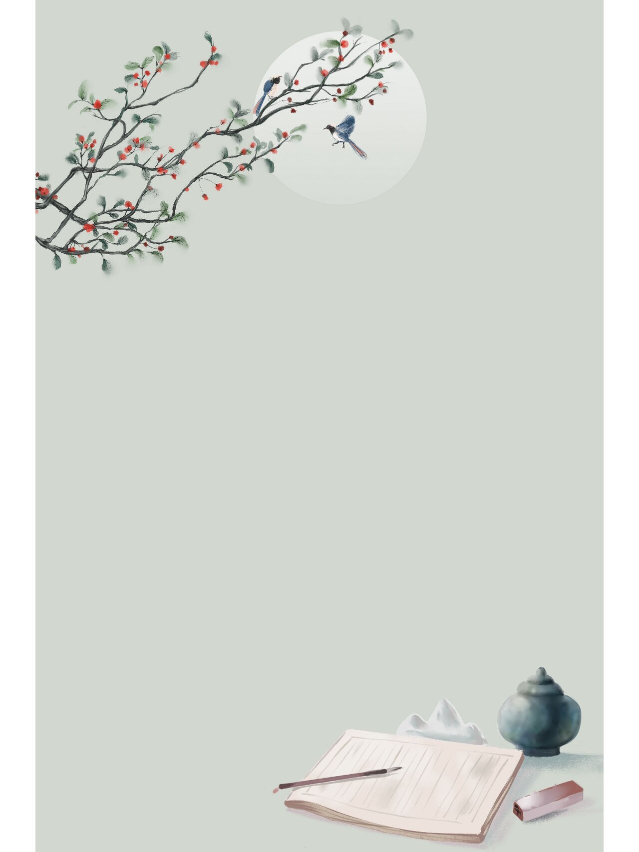 97国潮古风水墨竖版背景素材 今天要给朋友们分享的是国潮古风水墨