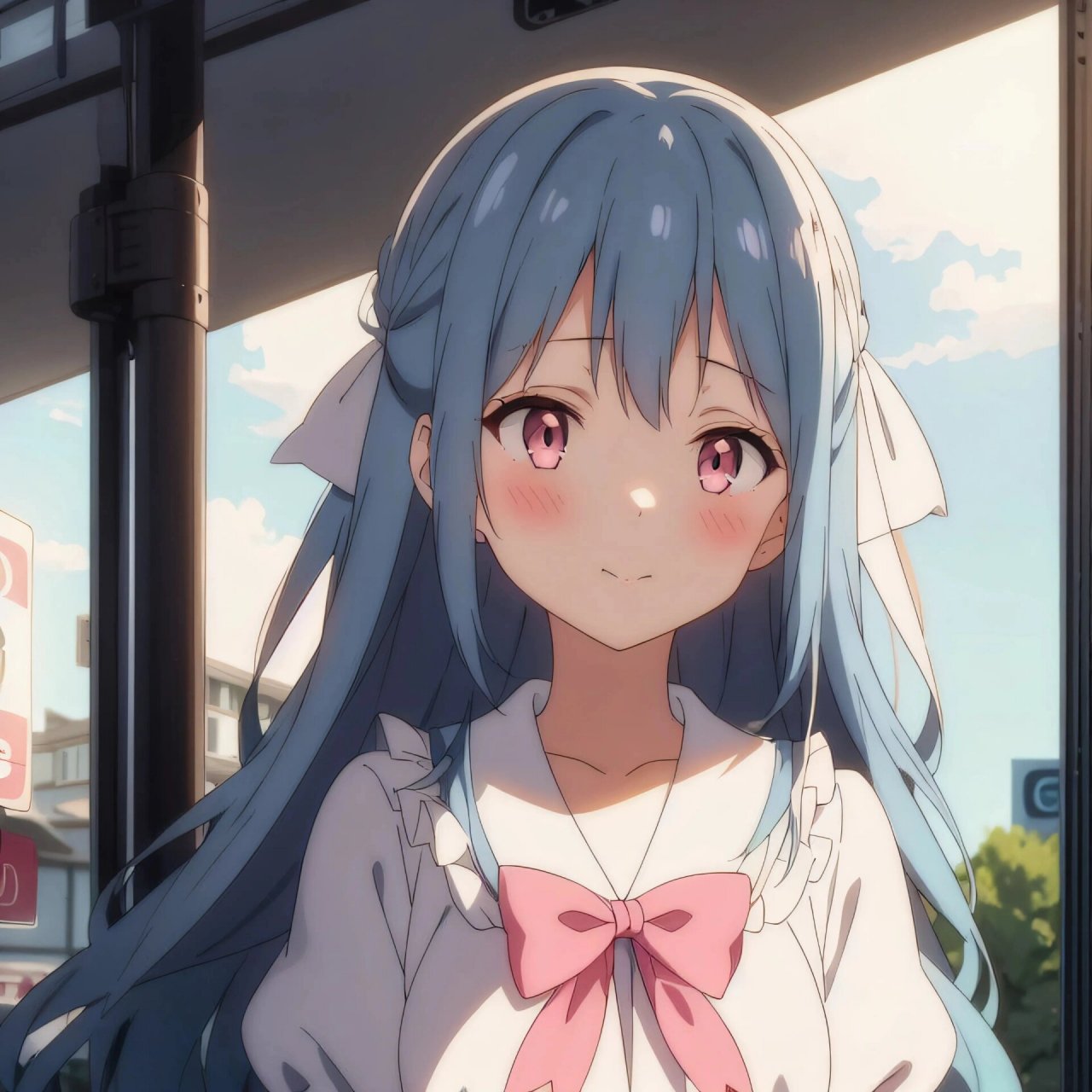 动漫女孩——蓝发粉瞳篇(头像)