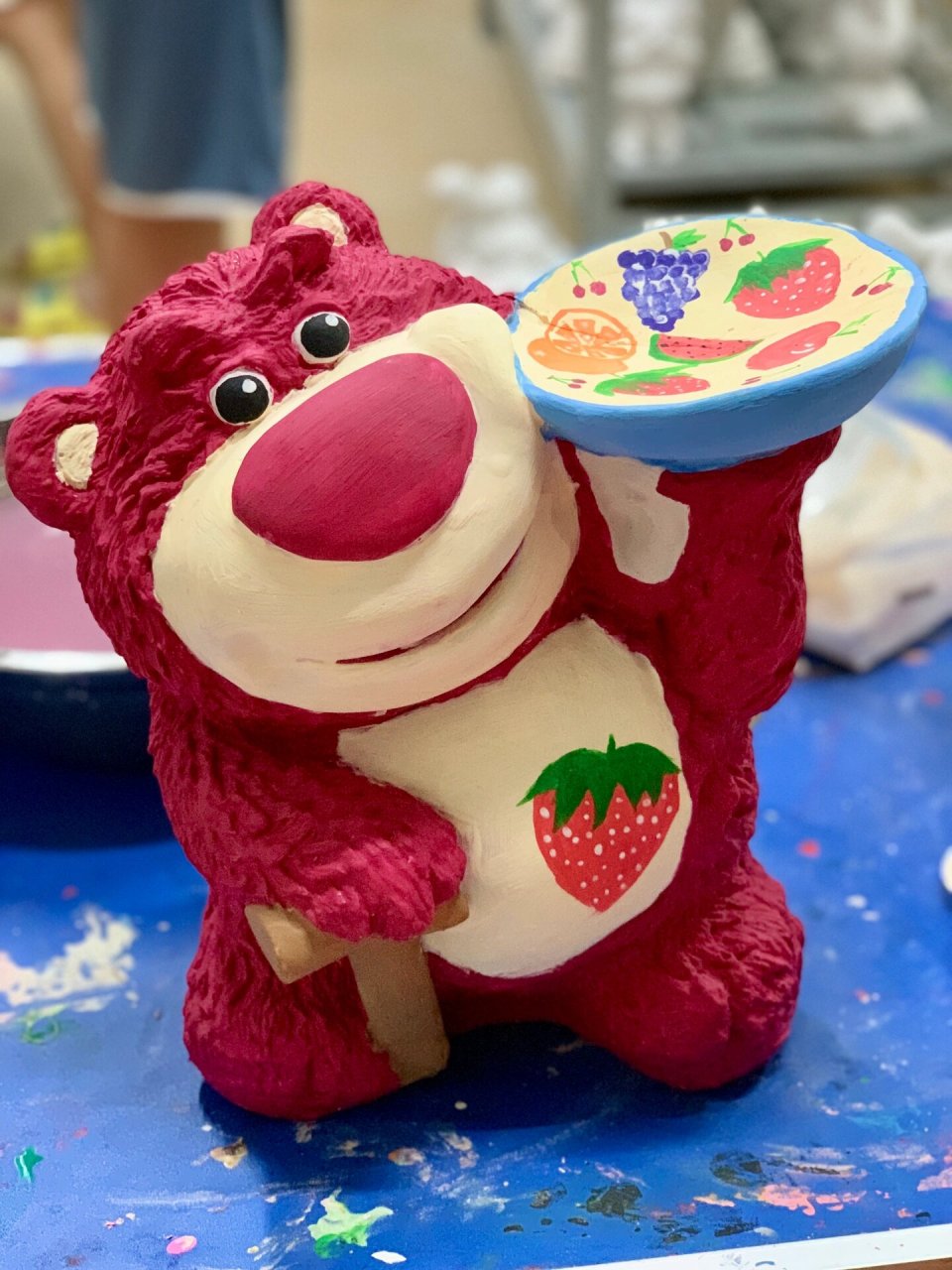 新款草莓熊托盘石膏娃娃 好上色,不用调色,解压又好玩儿