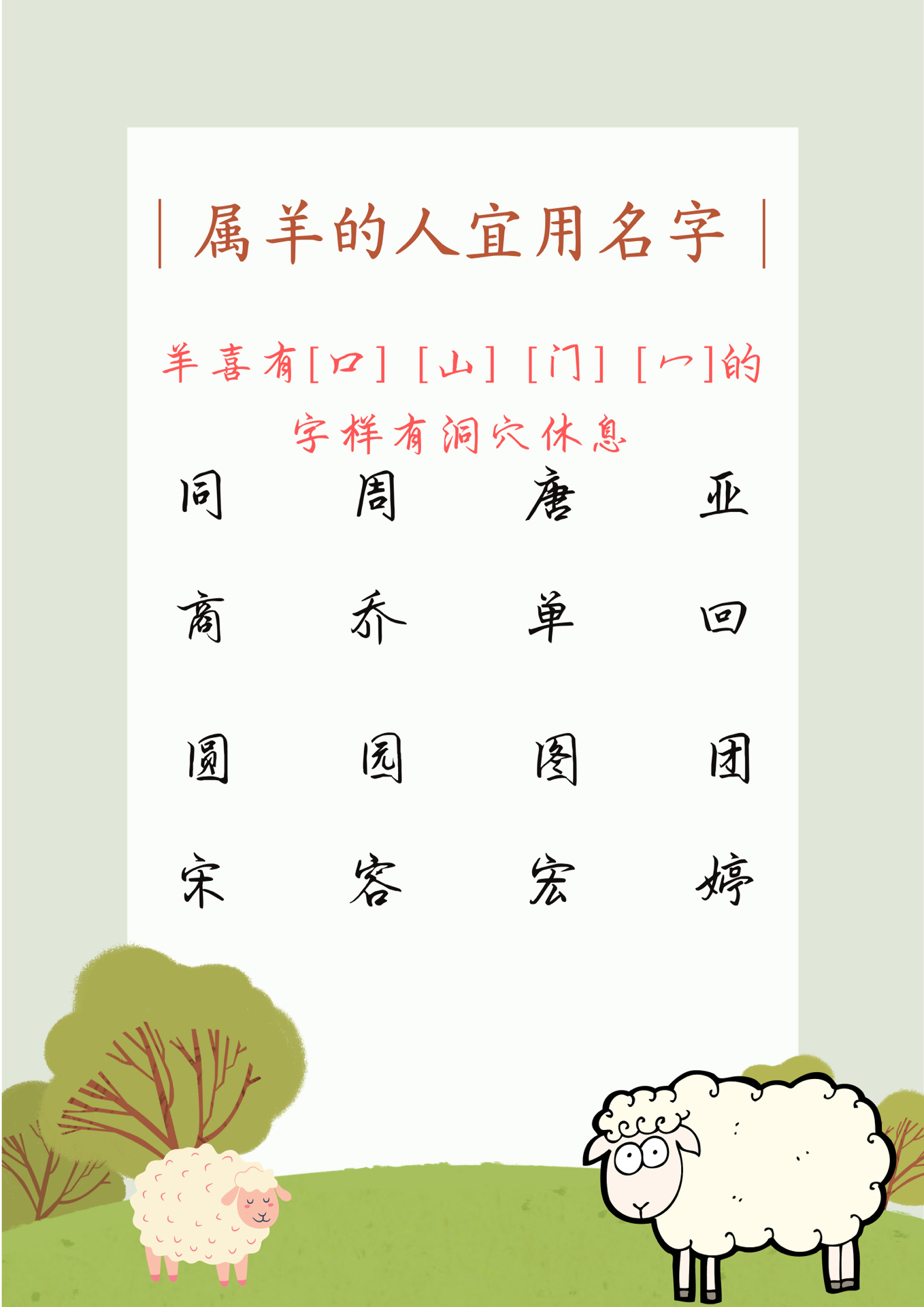 十二生肖属羊宜用字,一定要记住