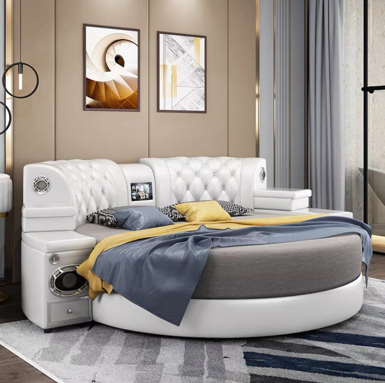 皮床圆形情侣全自动震动多功能按摩情趣网红双人影音爱床酒店宾馆