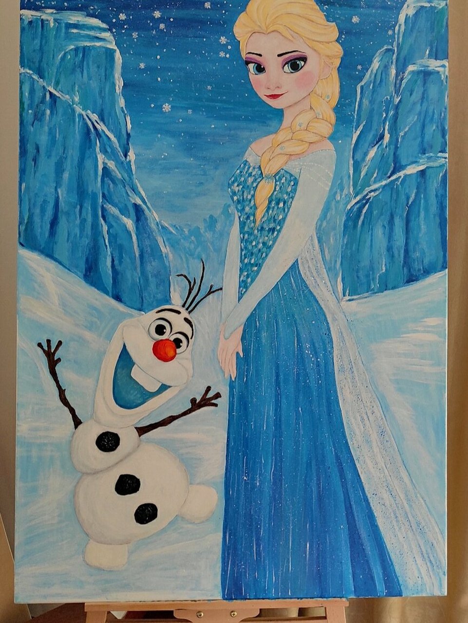 丙烯画 艾莎公主 冰雪奇缘 送给小侄女的画,她是艾莎小粉丝,0.8-1.