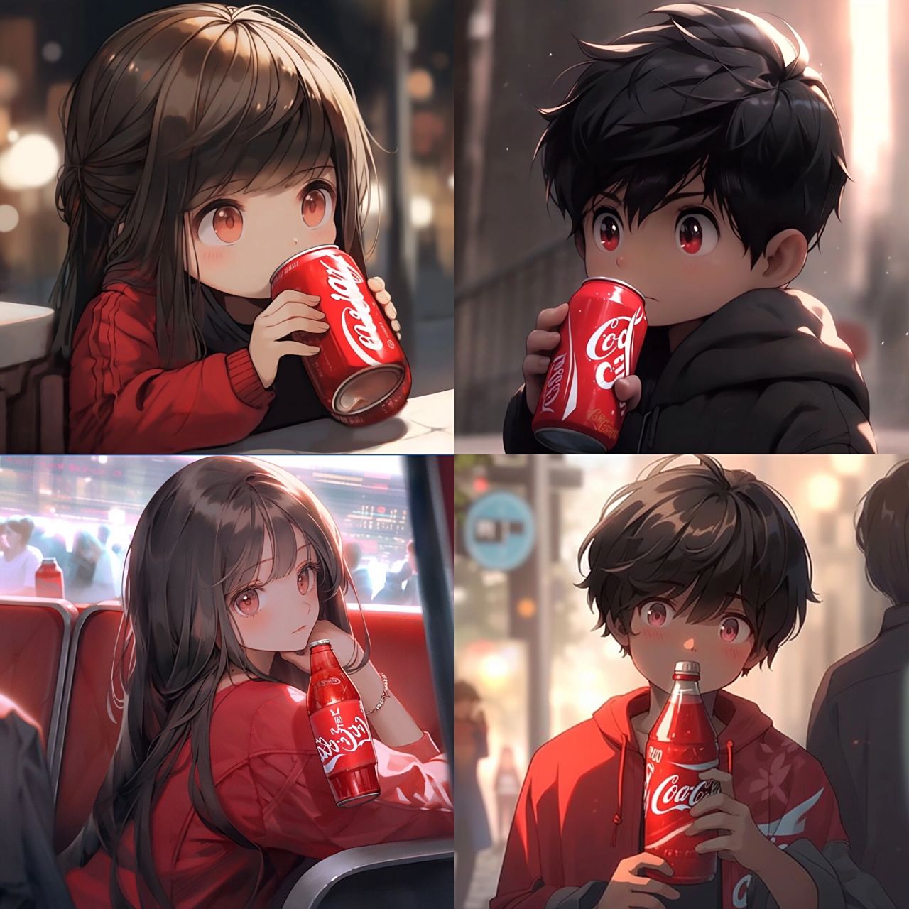 你爱喝可乐吗71送你一组可乐情侣头像,附咒语 咒语(女生版):chibi