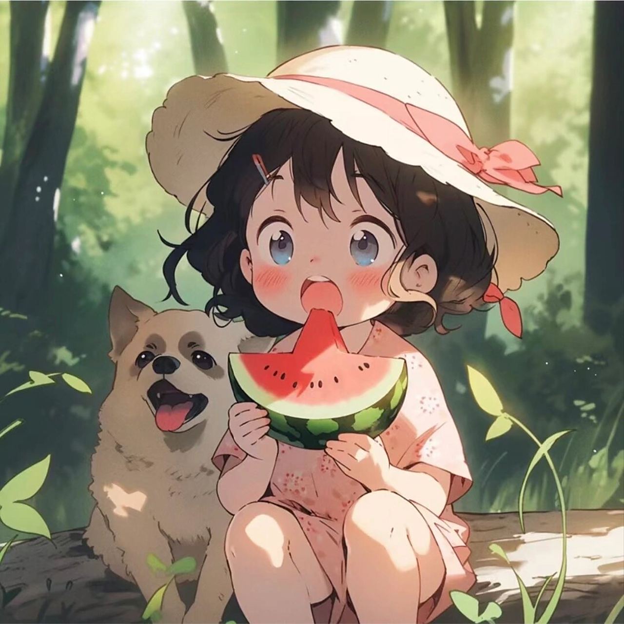 卡通头像女生头像治愈头像      有西瓜的夏天才叫夏天 图片放在评论