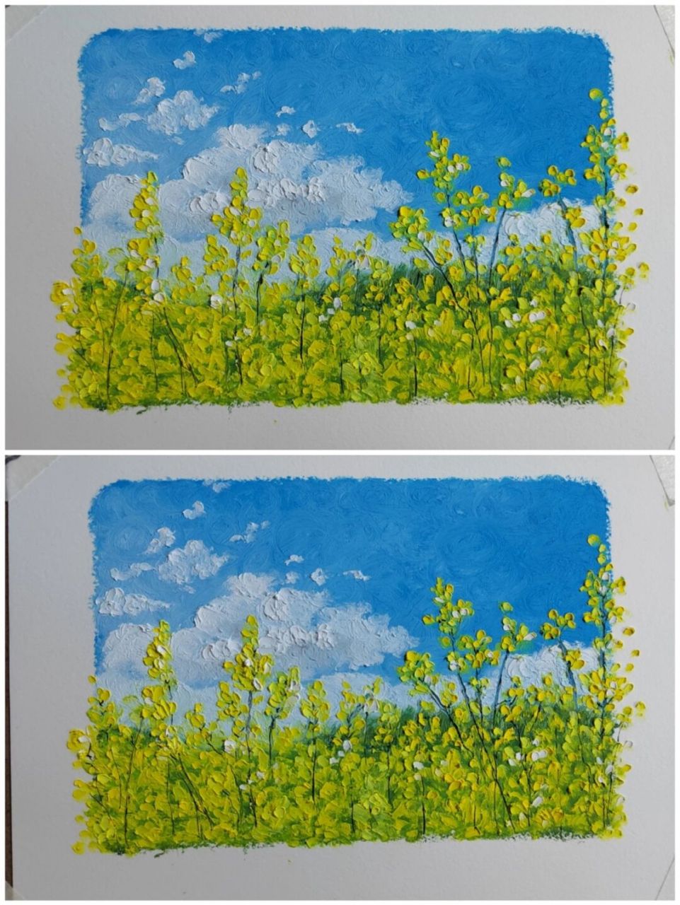 油画棒|写生油菜花田 附教程 今天速涂了一张油菜花, 虽然油菜花还没