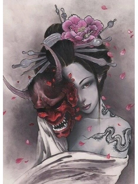 艺伎纹身图案手稿 武汉纹身龙族