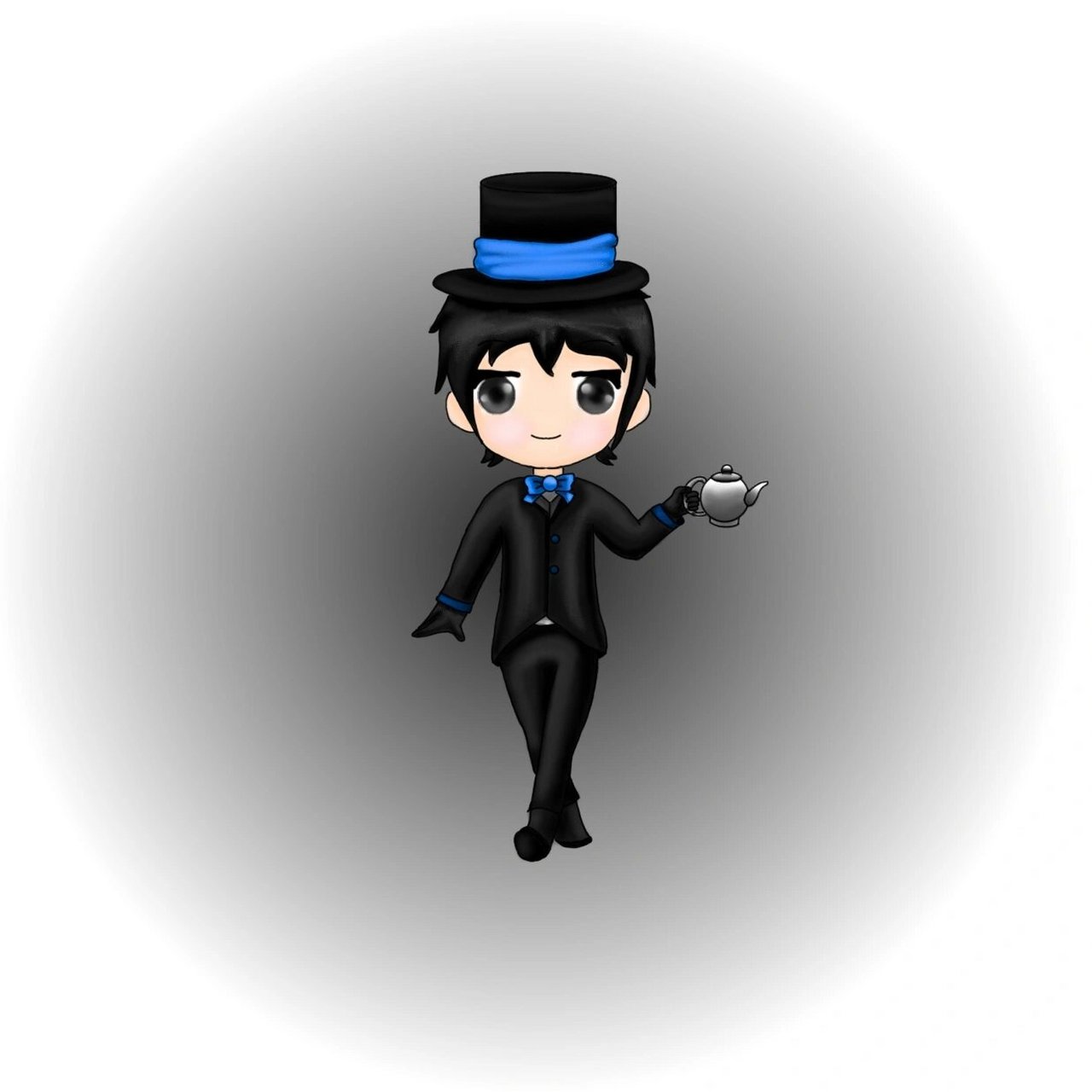 q版泡泡堂6小黑的拟人      第一次在画世界里面画,感觉很不适应.