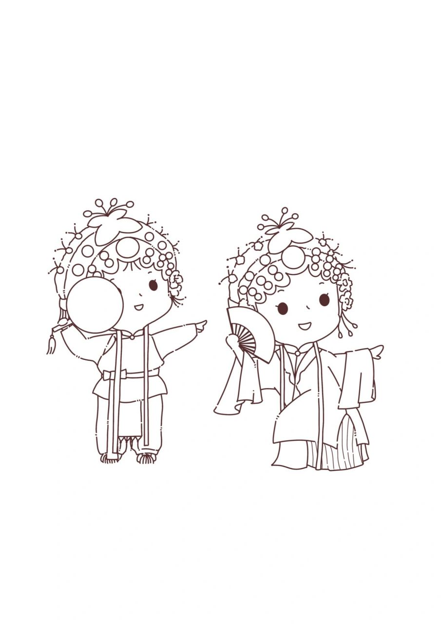 98画两个圆定好头身比 98用6b铅笔画草稿 98用单线勾出线条