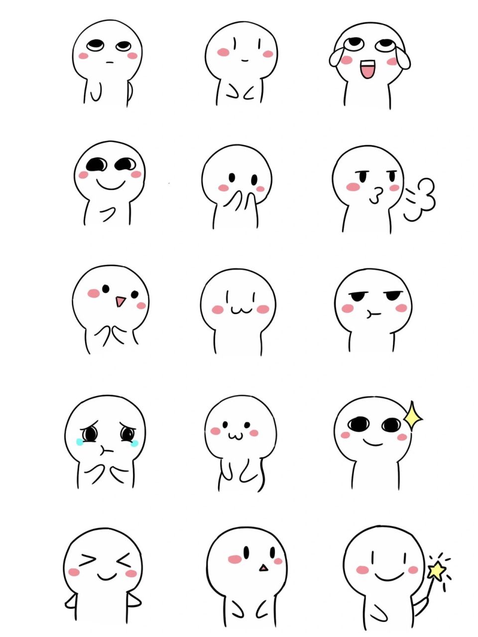 简笔画|可爱表情包|简笔画临摹素材|手帐素 之前也没做过表情包,今天