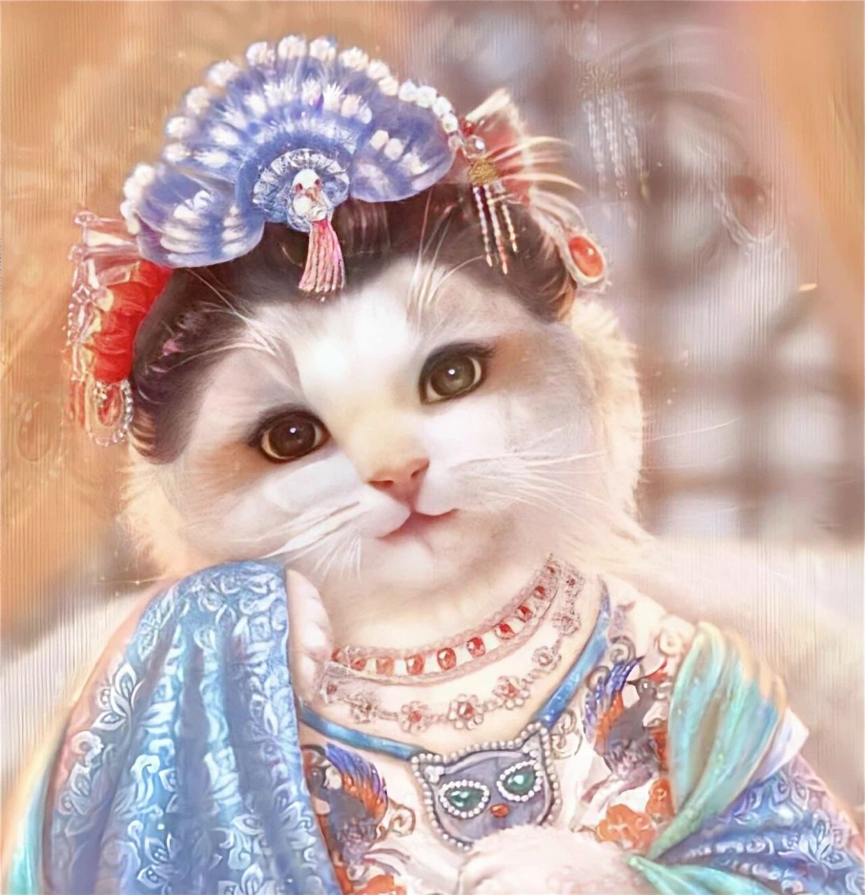 这么可爱的国潮猫猫头像快跟姐妹用起来 可爱的国潮猫猫 绘画 萌宠