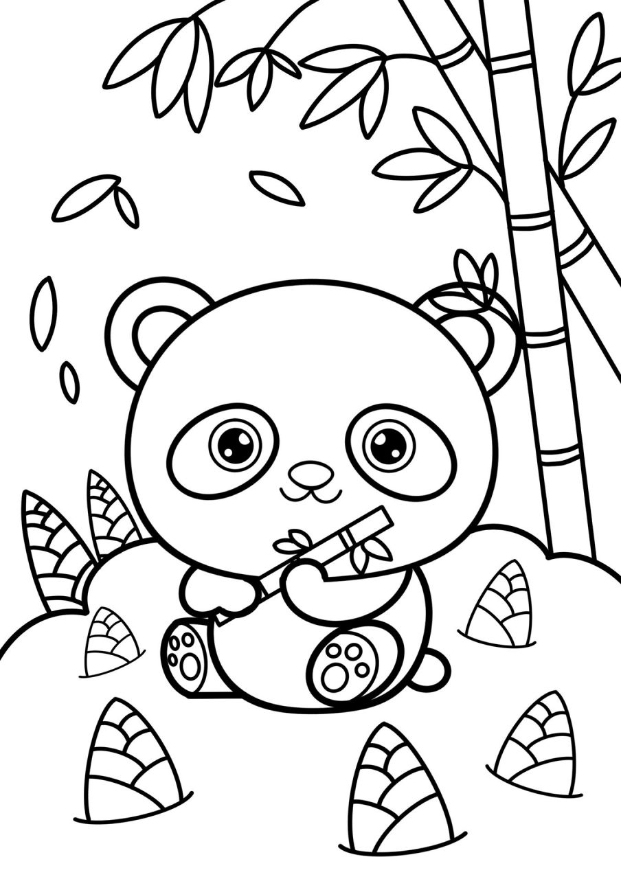 熊猫竹子简笔画趴着图片