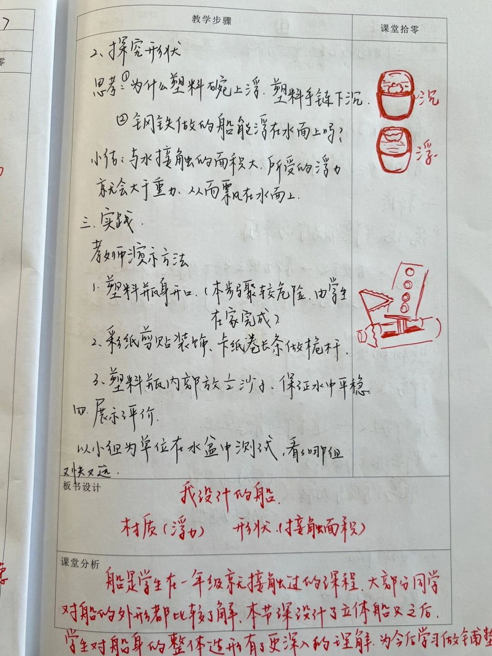 美术听课笔记分享| 人美版小学美术四年级上册《我设计的船》供参考