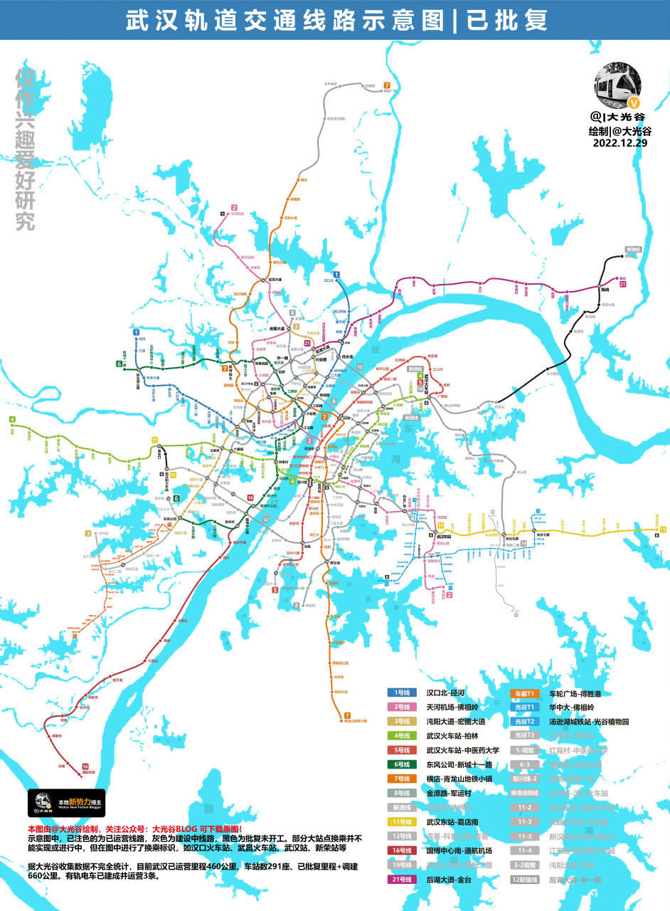 武汉轨道交通运营里程排名全国第7,14条!
