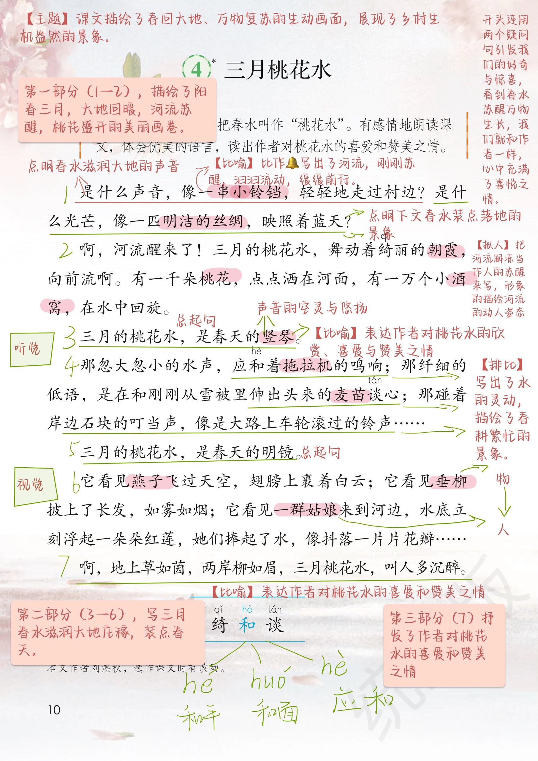 三月桃花水课文笔记图片