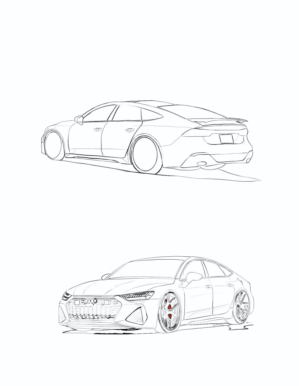 奥迪rs7 手绘奥迪rs7 未完成期待成品