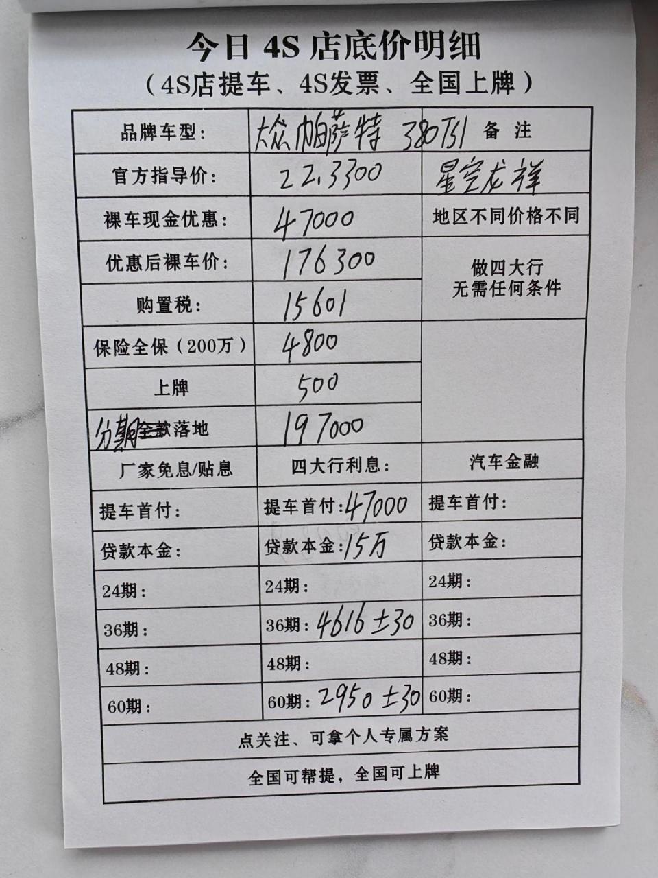 7个!24款帕萨特 380tsi 星空龙祥版!全包落地17.63.